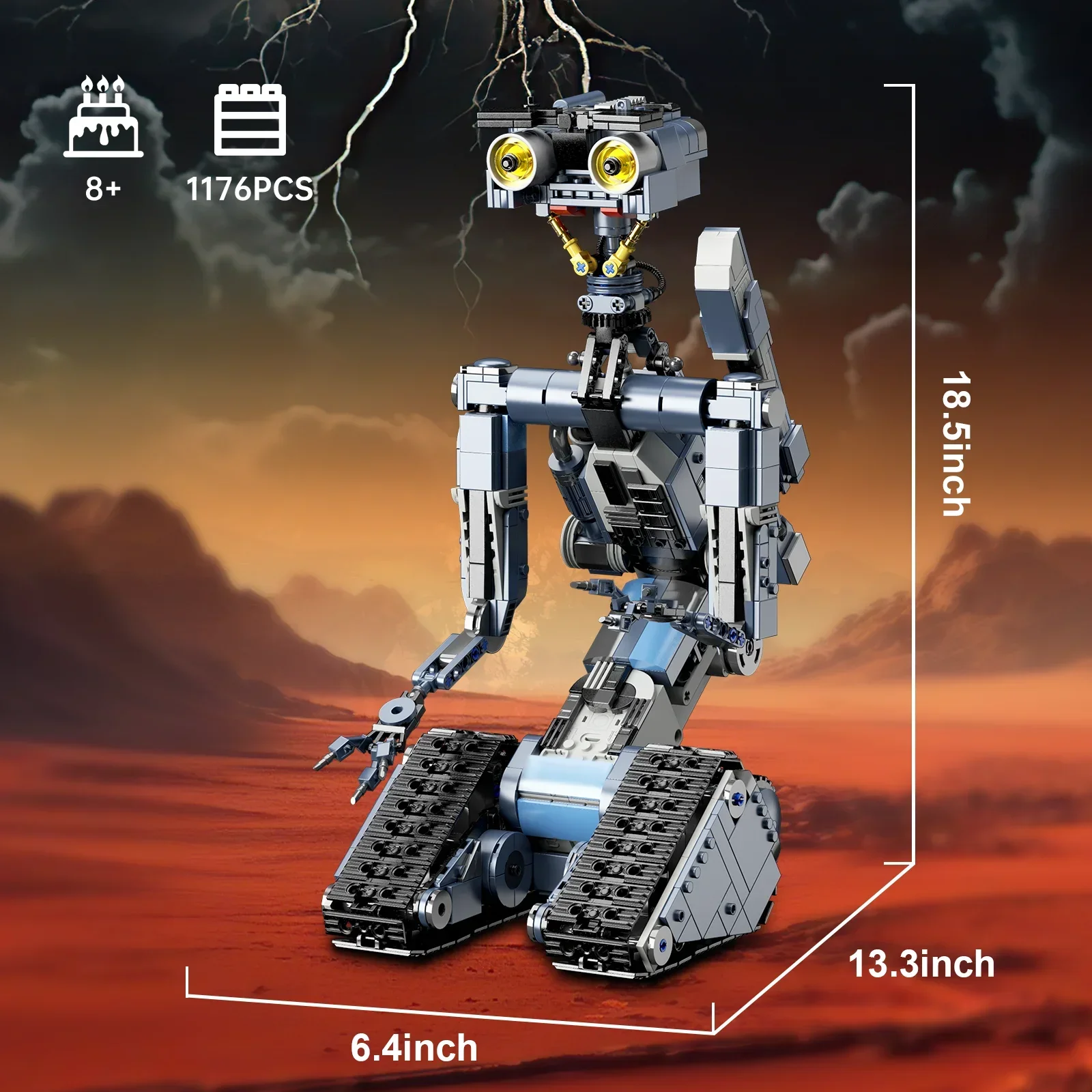 New with Motor Shorts Circuit Johnny 5 Robot Building Block Set 1176 PCS Bricks Johnny Five Model Toys Chidlren Gifts