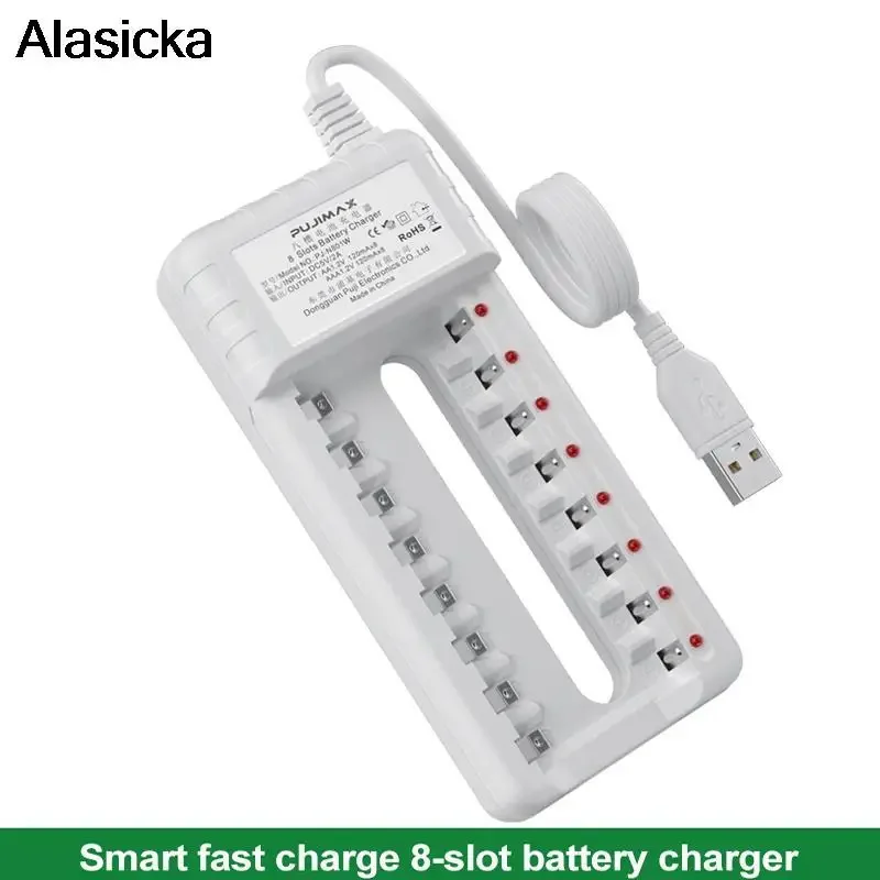 8 Slots EU Cable Intelligent Battery Charger  For AA/AAA Ni-Cd Rechargeable Batteries For Remote Control Microphone Camera