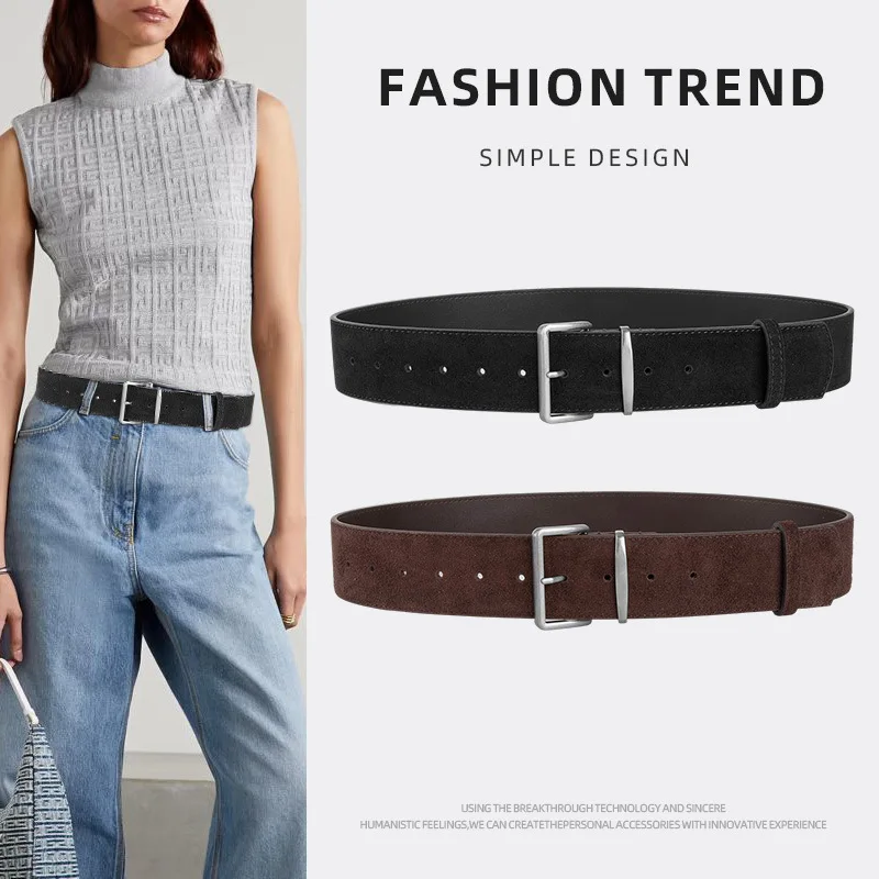 

Women's leather belt frosted pin buckle versatile jeans skirt decoration fashionable genuine leather trend belt