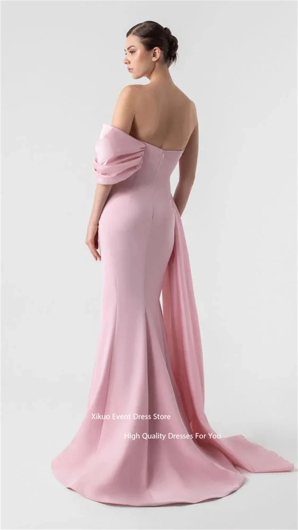 Xikuo الوردي حورية البحر فساتين السهرة مغرية غير المتماثلة ثنى رداء كوكتيل نساء مطوي كتف واحد فساتين الحفلات حسب الطلب