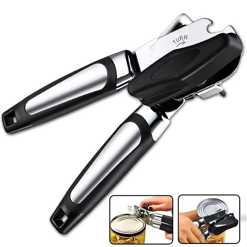 Professional Stainless Steel Tin Can Opener Multifunctional Side Cut Kitchen Tool Beer Bottle Opener