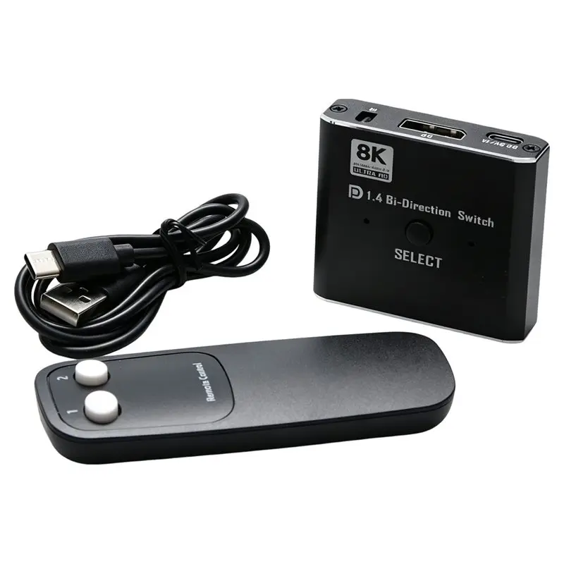 [LXYA68Z!] Remote-Control Equipped 8K Displayport Bidirectional Switch 2 In 1 Out 1 In 2 Out DP 1.4 Switcher 8K@ 30Hz 4K@ 120Hz