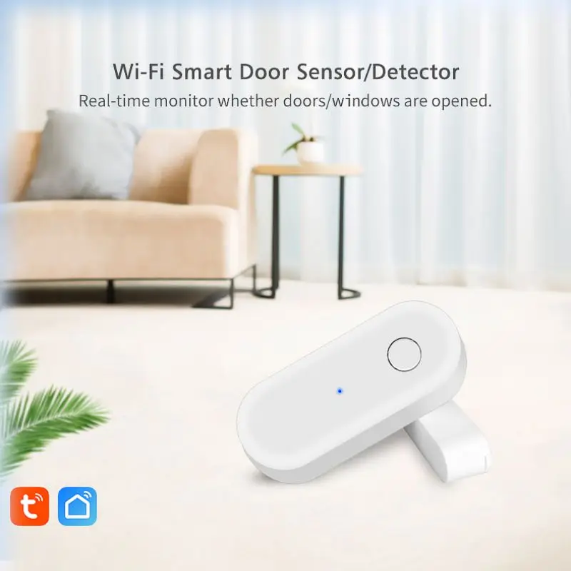 Aubess Tuya Wifi Smart Window Door Gate Sensor Detector Independent Door Magnetic Alarm APP Remote Control Home Security System