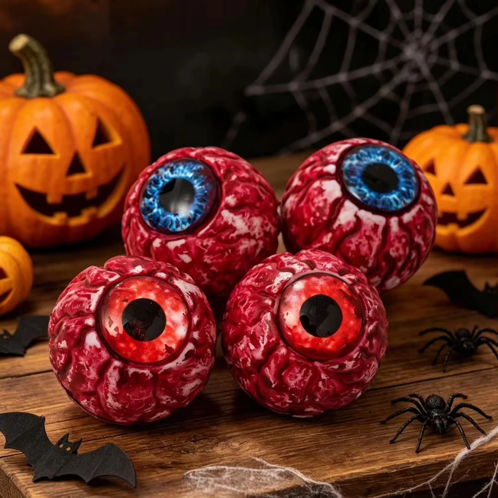 Halloween Eyeball Decorations Escape Room Props Halloween Hanging Eyeballs Decoration Set 4 Pcs Realistic Fake Blood for Yard
