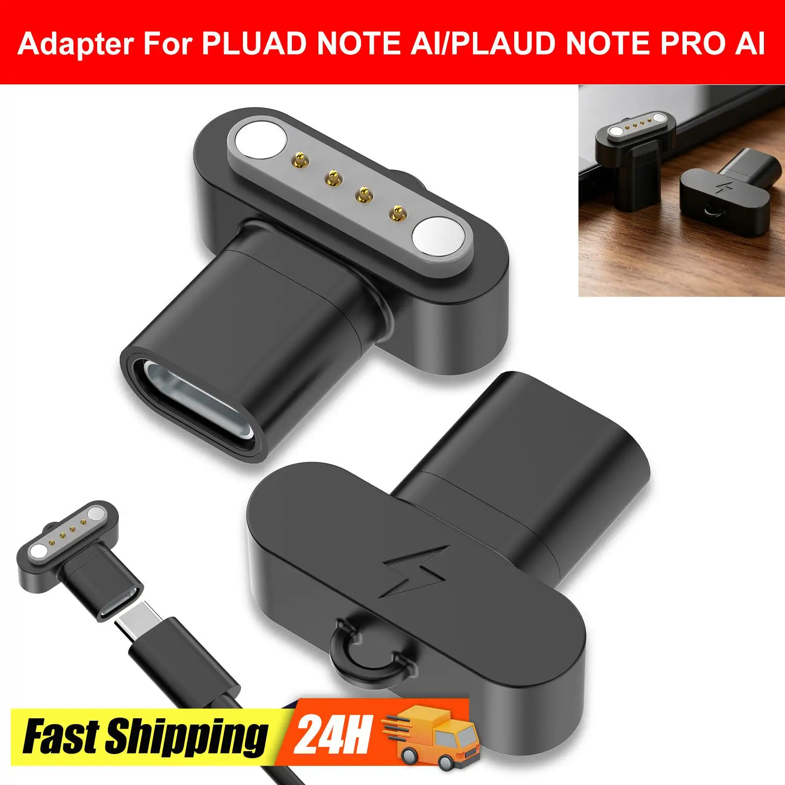 USB C Adapter 4 Pins Type C Adapter Fast Charge Cable Adapter Converter for PLUAD NOTE AI/PLAUD NOTE PRO AI Voice Recorder