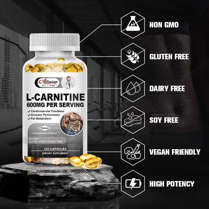 Alliwise L-carnitine weight capsules support for burning fat energy growth muscle promote metabolism exercise supplementation