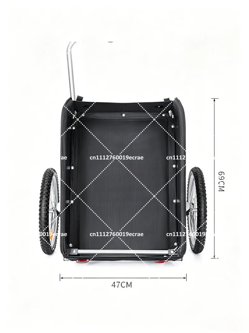 Oxford Fabric Foldable Bike Cargo Trailer, Supports Up To 130 LBS, Removable Cover, Black