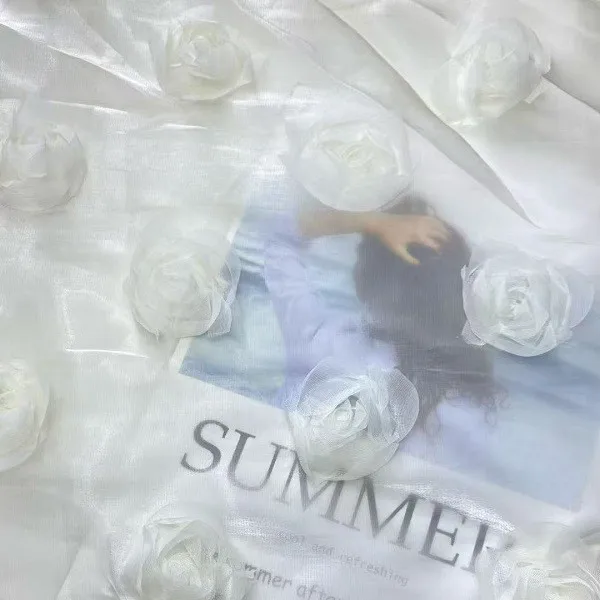 

Multi Colored New Lily Satin Rose Hook Flower Mesh, Lace Embroidery Fabric, Handmade Wedding Dress Lace, Women's Clothing Fabric