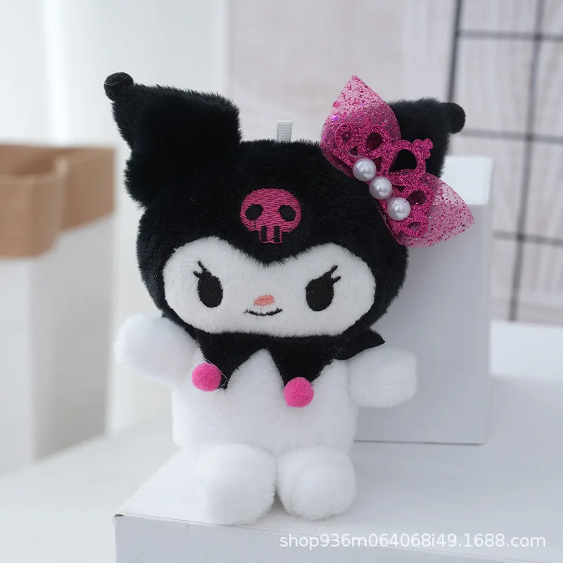 Kawaii Sanrio Kuromi Plush Keychain Anime Cartoon Plush Doll Pendant Stuffed Toys Backpack Zipper Decoration Girl Holiday Gifts