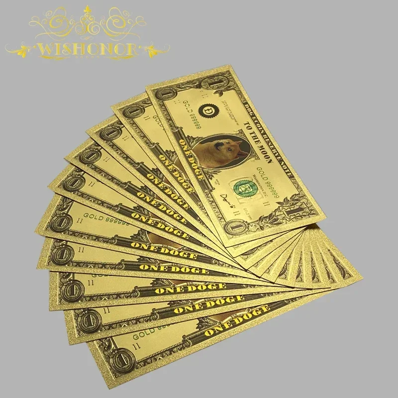 1-10 قطعة أفضل سعر لـ 1-100 بيتكوين وDogecoin في رقائق الذهب عيار 24 قيراط للتجميع
