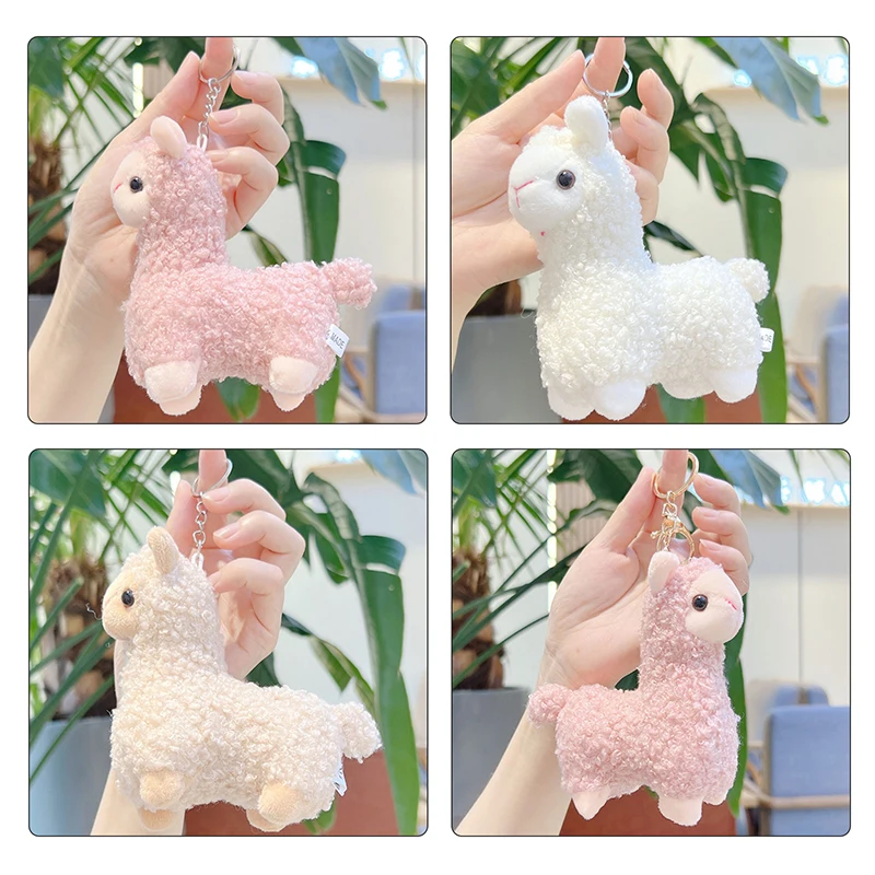 LLavero de peluche de Alpaca de dibujos animados, colgante creativo de muñeca Kawaii, accesorios de decoración de mochila para estudiantes, regalos