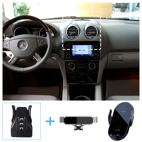 Para Mercedes Benz ML W164 ML350 2005-2010 soporte de teléfono para coche soporte de carga inalámbrica Base soporte de gravedad accesorios de montaje de teléfono