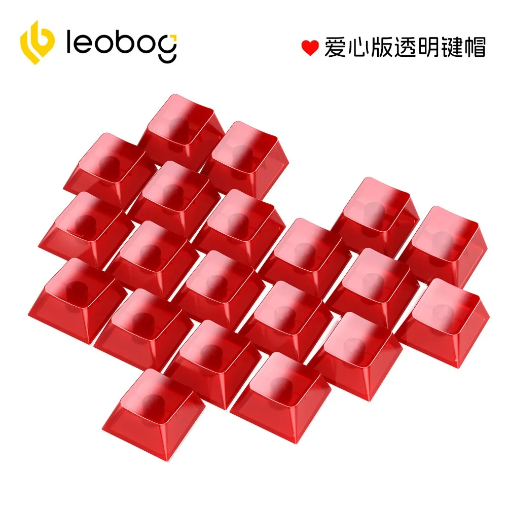 LEOBOG High Transparency PC Keycaps Profile Blank Heart Pattern Clear Keycap for RGB Custom Mechanical Keyboard DIY Accessories