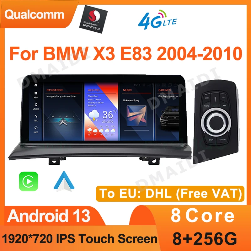 

10.25 Inch Qualcomm Android 13 GPS Navigation Wireless Carplay For Bmw X3 E83 8G+256G ID8 Blue-tooth Video Player Screen Wifi