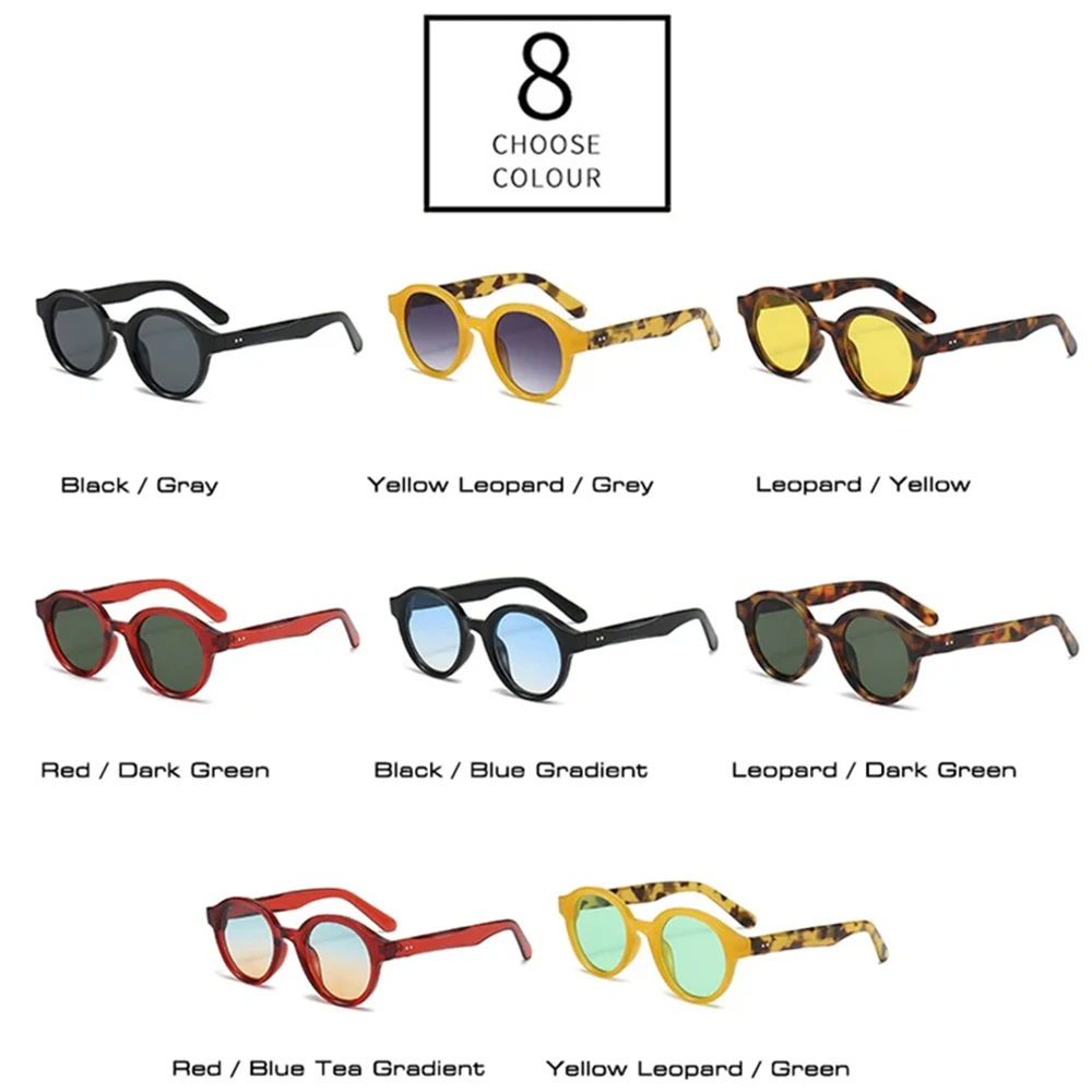 JNPCXI Runde Vintage Candy Farbe Sonnenbrille Frauen Fashion Shades Männer Trend Nieten Sonnenbrille Leopard Gelb Brillen – Detail 7