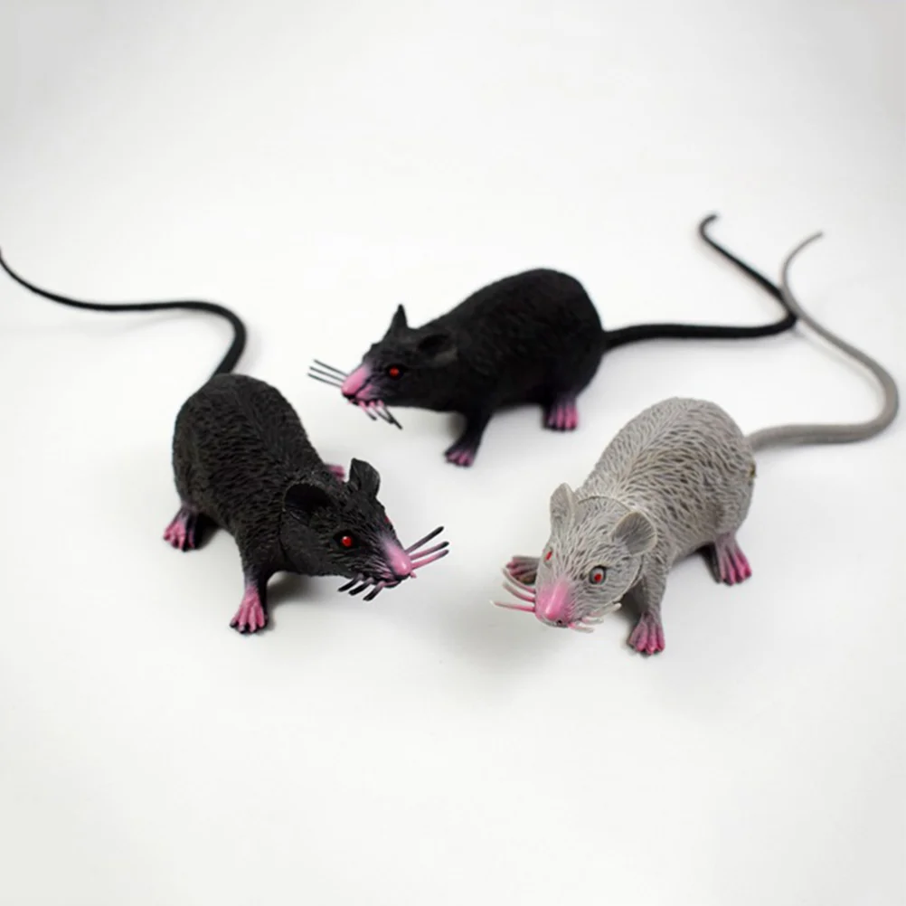 3 Pcs Simulation Mouse Realistic Rat Toys Props Little Party Fake Rats Pvc Spooky