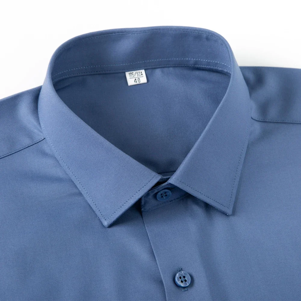 Men‘s Satin-Like Long Sleeve Business Casual Shirt Wrinkle-Free Non-Iron Breathable All-Season Wear for Office & Weekend Outings