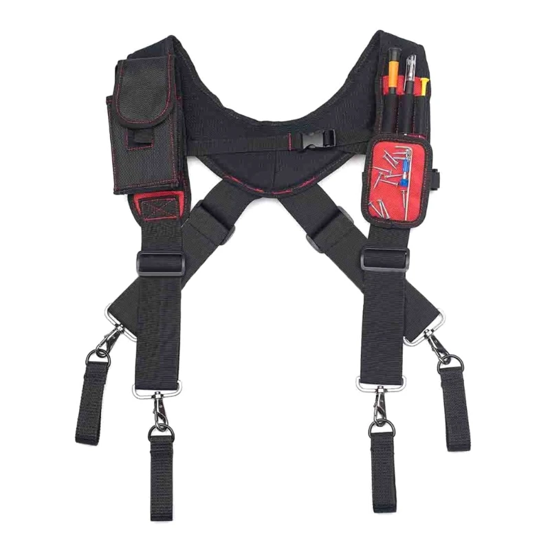 Tool Belt Suspenders Construction Work Suspenders with Detachable Phone Holder Comfortable Foam