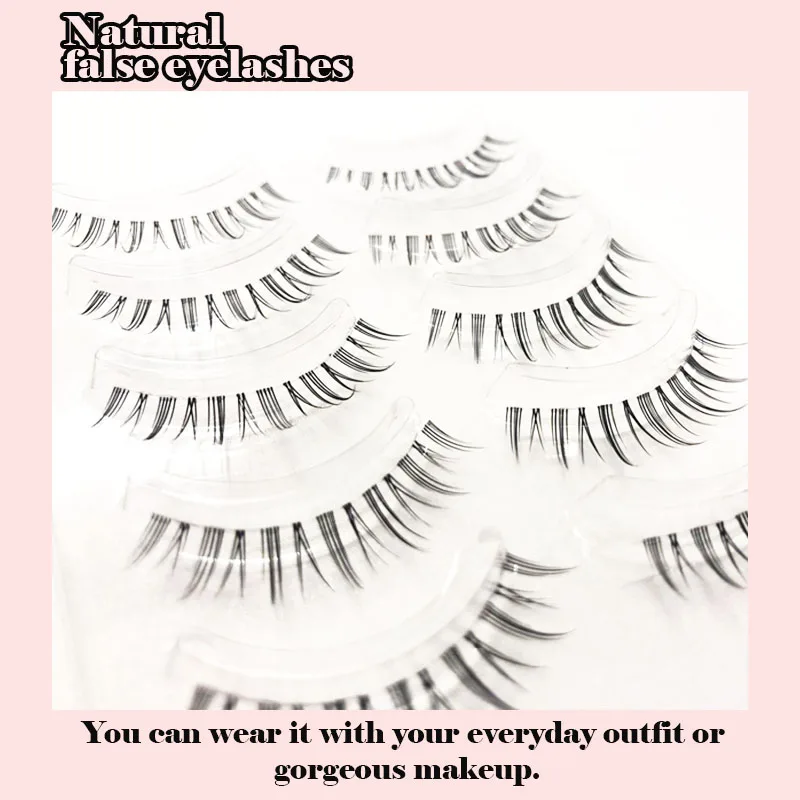 5pairs Natural False Eyelashes HandMade Lighte Soft Eyelash Thin Band Short Lashes Cosplay Korean Fashion Wispy Lash Makeup Tool