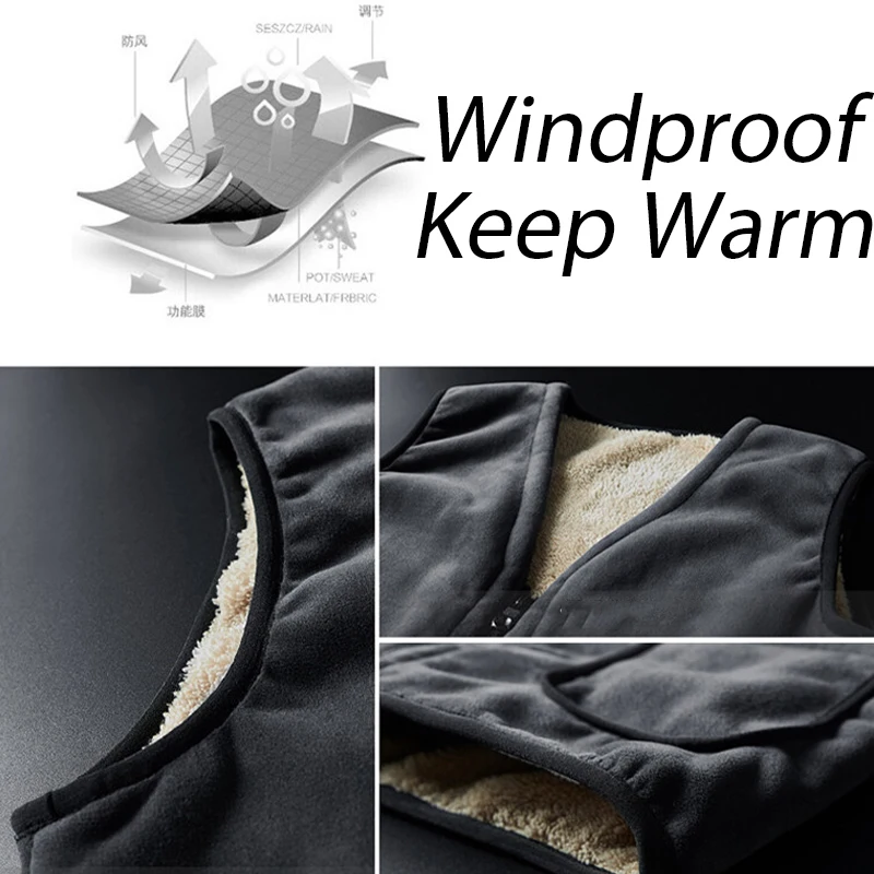 2024 Chaleco de invierno para hombres Otoño al aire libre Chaleco engrosado a prueba de viento Hombre Polar Cálido Sin Mangas Chaleco Slim Fit Dropshipping