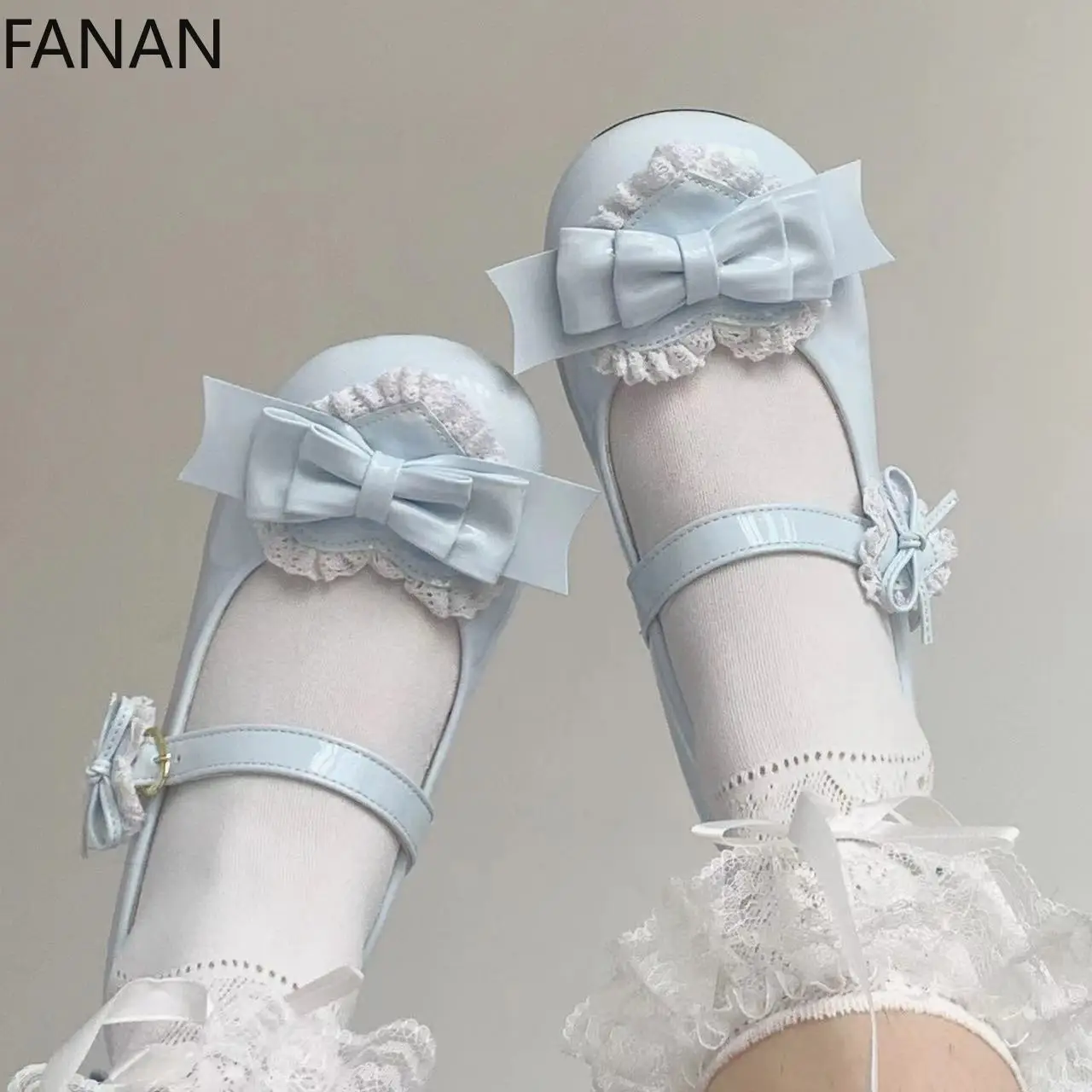 

2025 New Kawaii Lolita Platform Women's Shoes Flat Cute Mary Jane Round Head Shoe for Women Casual Sweet High Heels Pumps