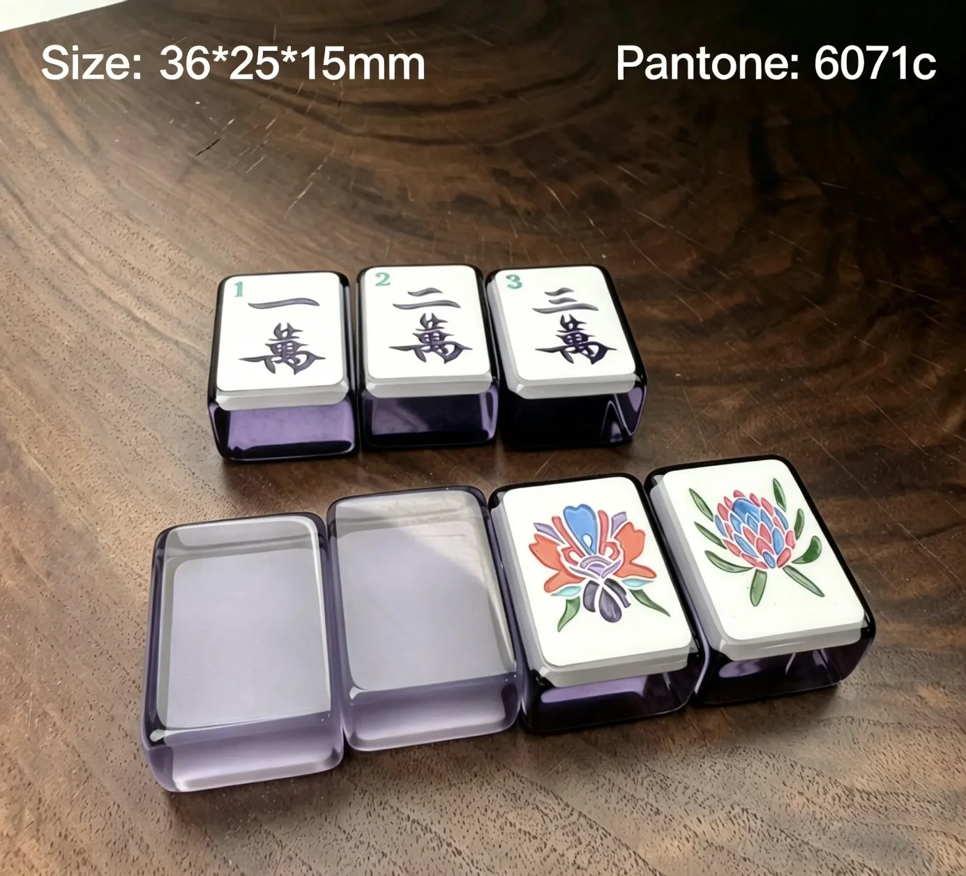 Custom Transparent Jelly Series Acrylic American Mahjong Deluxe Travel Set 160 Pcs Carved Mahjong Tile Family Game