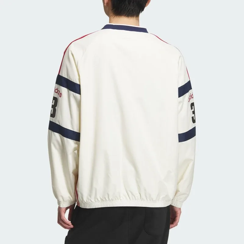 Adidas Clover Men's Splicing Loose Woven V-Neck Long Sleeve Sweater KC0112