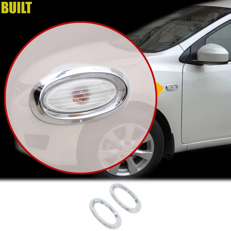 For Nissan Versa Sedan Almera Latio 2012 2013 2014 2015 2016 2017 Chrome Side Light Turn Signal Lamp Cover Trim Frame Styling