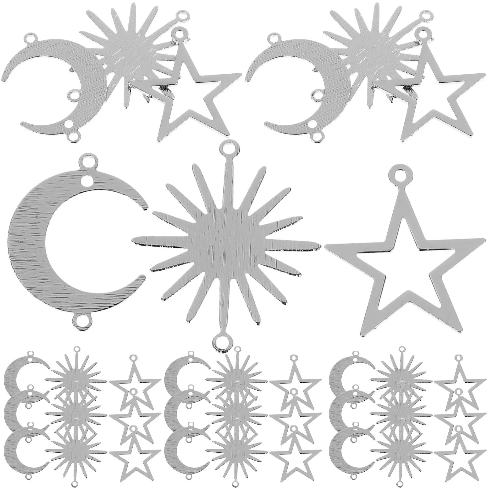 30Pcs Durable Alloy Charms DIY Jewelry Making Moon Star Sun Geometric Pendants Necklace Bracelet Craft Accessories