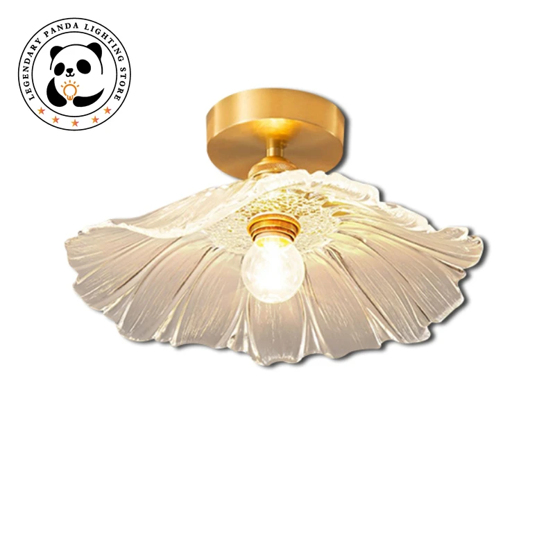 

Simple Creative Ceiling Llights Restaurant Petal Glass Lampshade Led Luminaria Cafe Pendant Lamp Parlor Corridor Bedroom Fixture