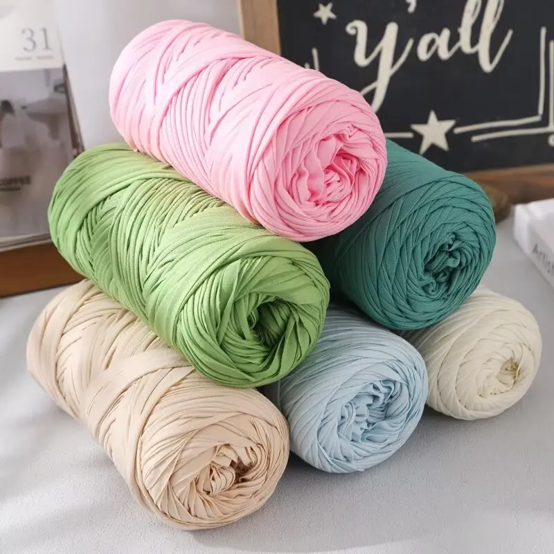 200 g/unid hilo de tela de poliéster para ganchillo, hilo para camiseta, manualidades, tejido de ganchillo, bolsas, cojines, muñecas, cestas 50m/54yd