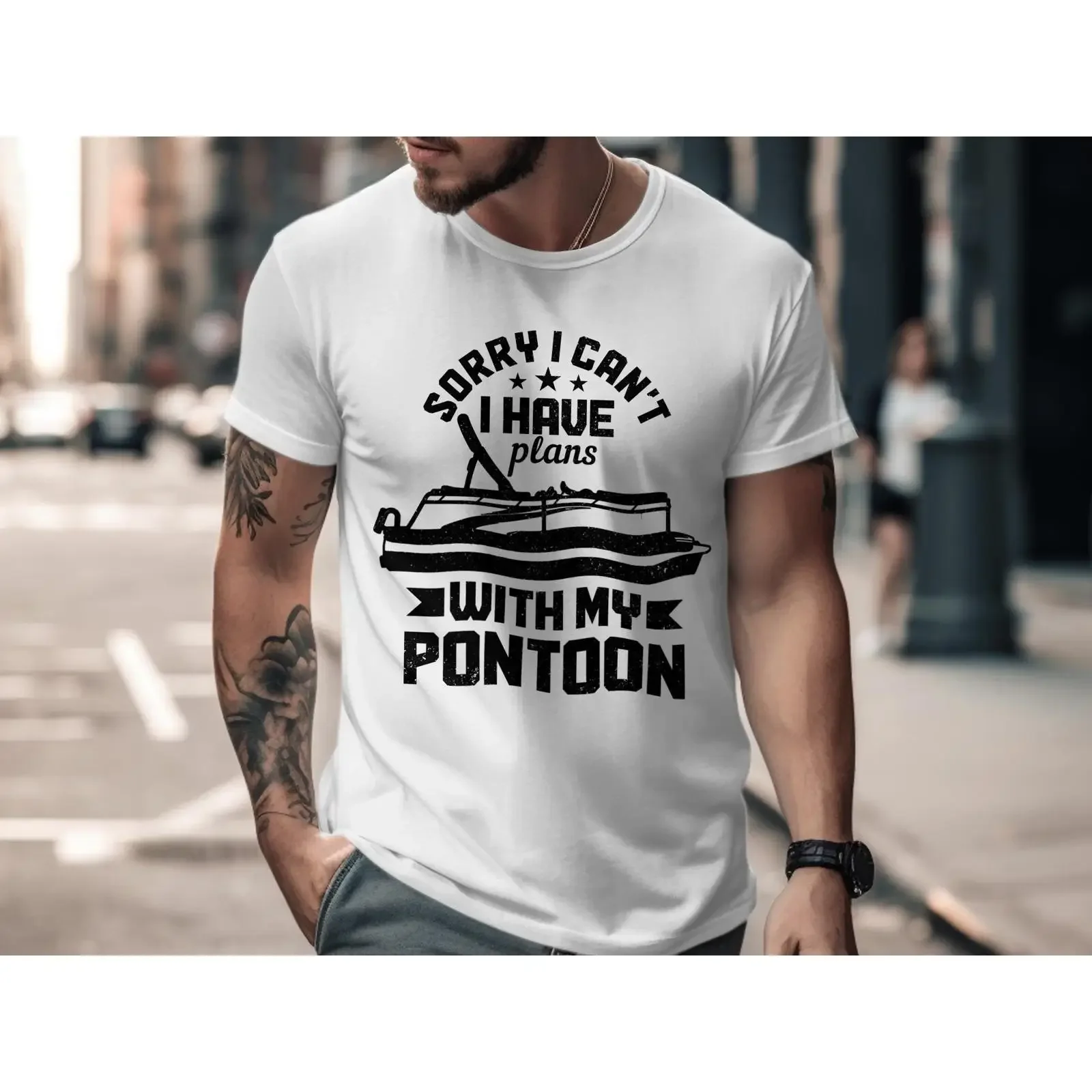 Funny Pontoon T Shirt Boating Distressed Boat Lover  vintage Washed Comfortable fashion designer clothes Slightly