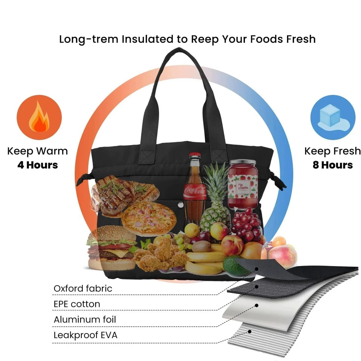 Borsa per il pranzo isolante con coulisse Foglio di alluminio addensato portatile Scatola per il pranzo per la conservazione della freschezza Borsa da viaggio per alimenti Bento Pack