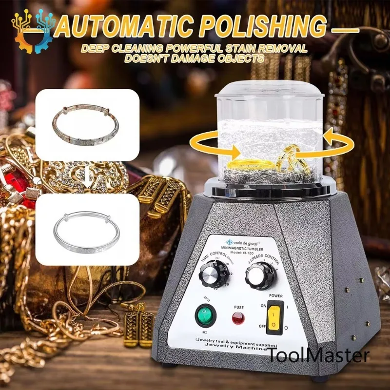 

[2026]Boasta 400G 2000RPM KT-100 Mini Magnetic Tumbler Polishing Machine With Forward Reverse Rotation For Jewelry Finishing Cle