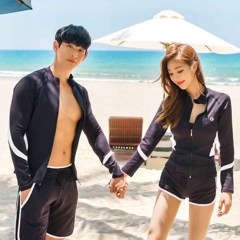 wisuwore Rash Guard Couples 2023 New Korean  Long Sleeve Multi Pieces Swimsuit Swimwear Bathing Suits Surfing Long Pant