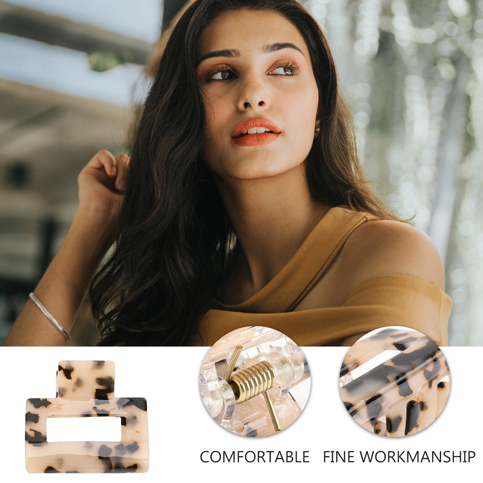 

Retro Hairpin Leopard Print Ponytail Clip Decorative Jaw Claw Clips Acetate Sheet Headdress Stylish Women Hair Accessory Elegant