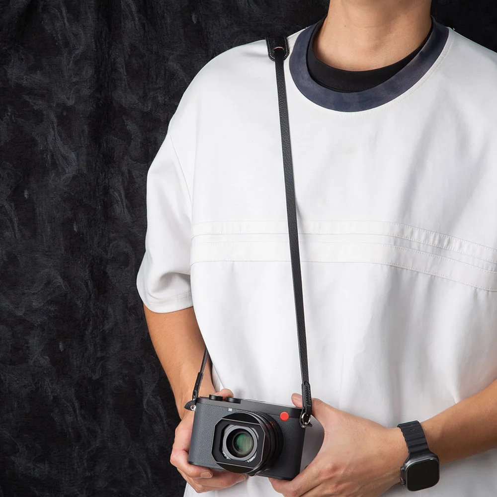 100cm Universal Lanyard Camera Neck Shoulder Strap Belt for SLR DSLR Camera Genuine Cowhide Leather Durable Cross Body Neck