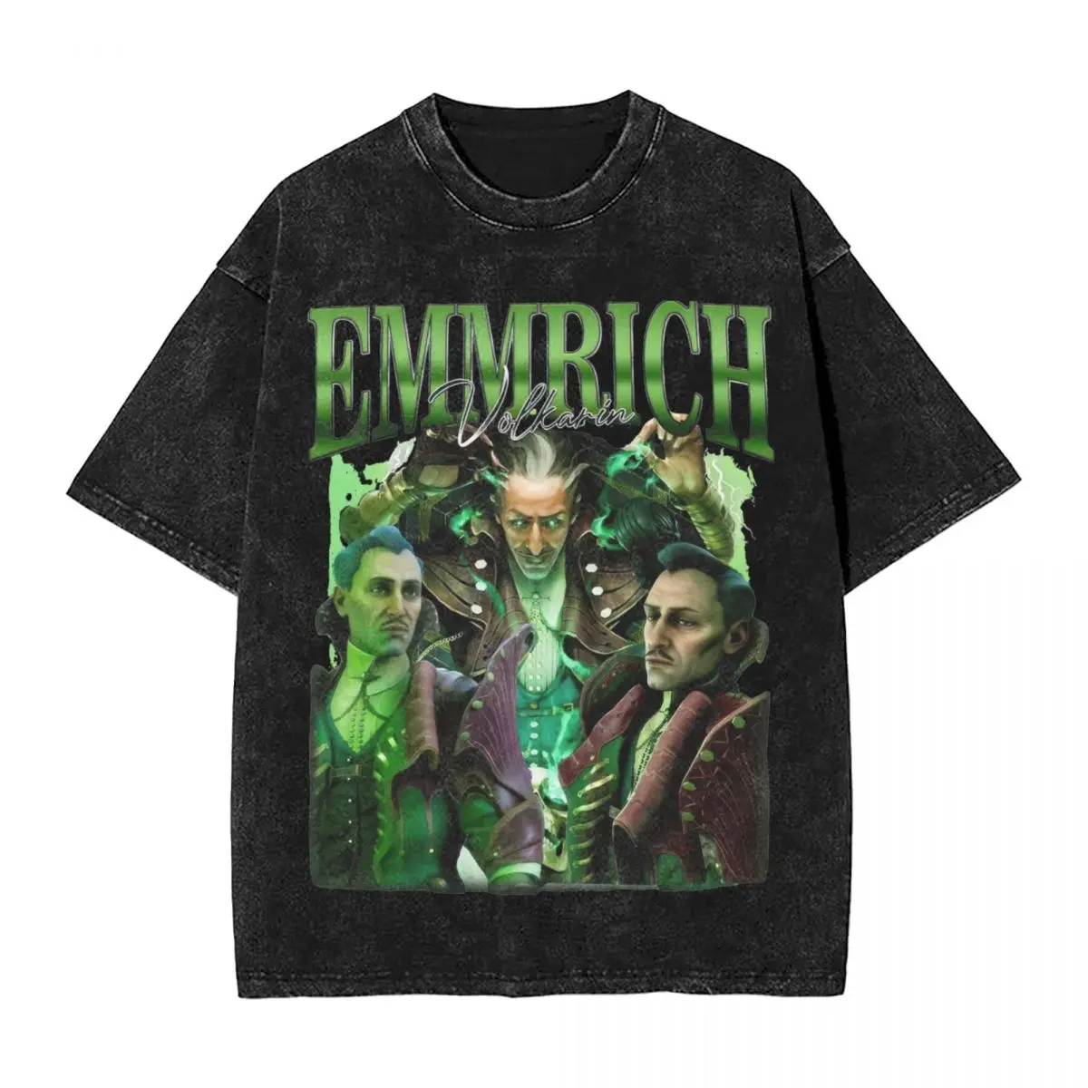 Emmrich Volkarin Washed T Shirt Streetwear Hip Hop Vintage T-Shirt Dragons Ages Tees Tops Men Women Short Sleeve Oversize Summer