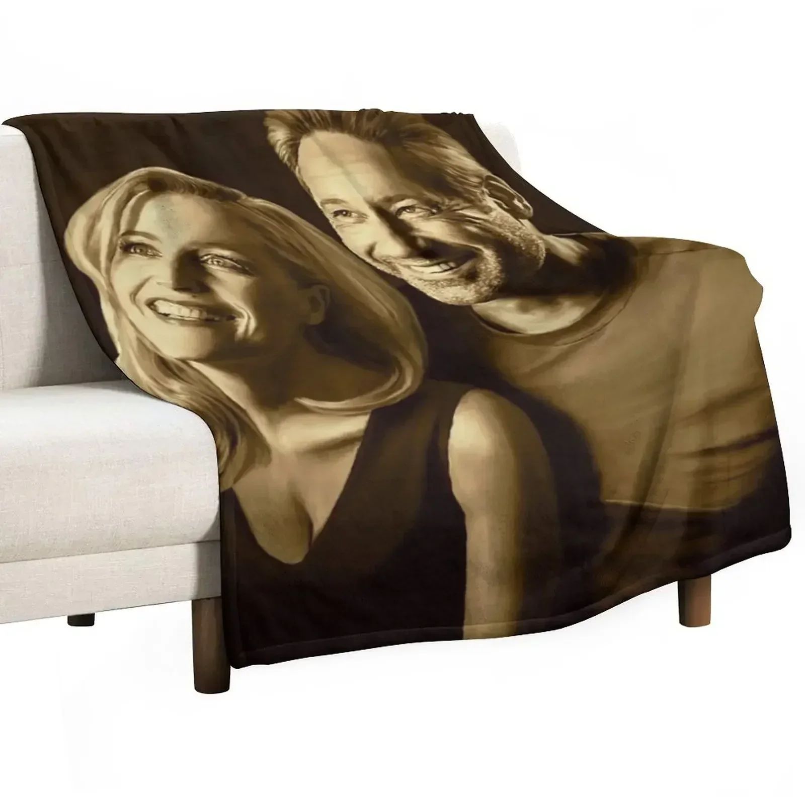 A successful old married couple - sepia panting Throw Blanket Giant Sofa Decorative Beds Blankets