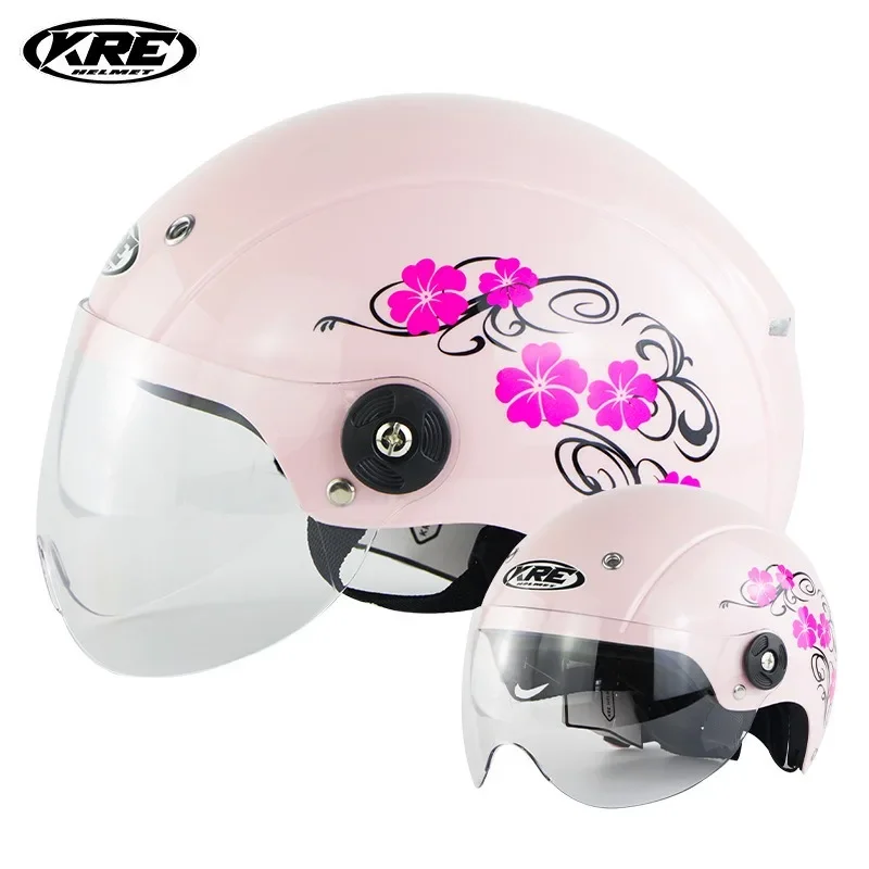 Bicycle Motorcycle Helmet Half Face Female and Male Protective Motorcycle Helmet Kask Motoriklet Electric Motorcycle