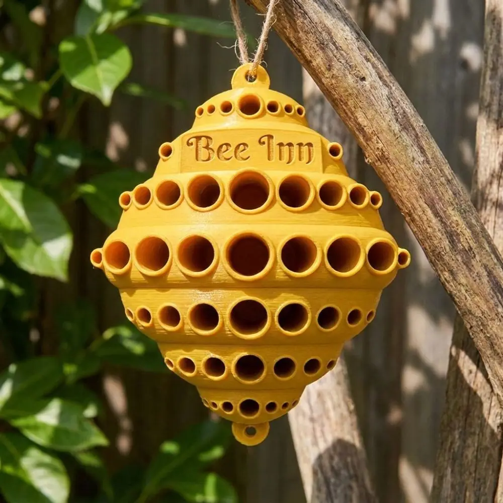 3D Printed Garden Bee Insect House Wall-Mounted Bee-Hive Shaped Pollinator Insect Shelter Weather-Resistant Plastic
