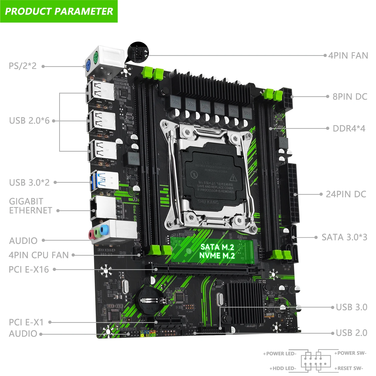 Imagem -03 - Machinist-kit de Placa Mãe Processador Cpu Lga 20113 Intel Xeon e5 2640 v4 16gb Ddr4 Ecc Combo de Memória M-atx Nvme M.2 Pr9-h X99