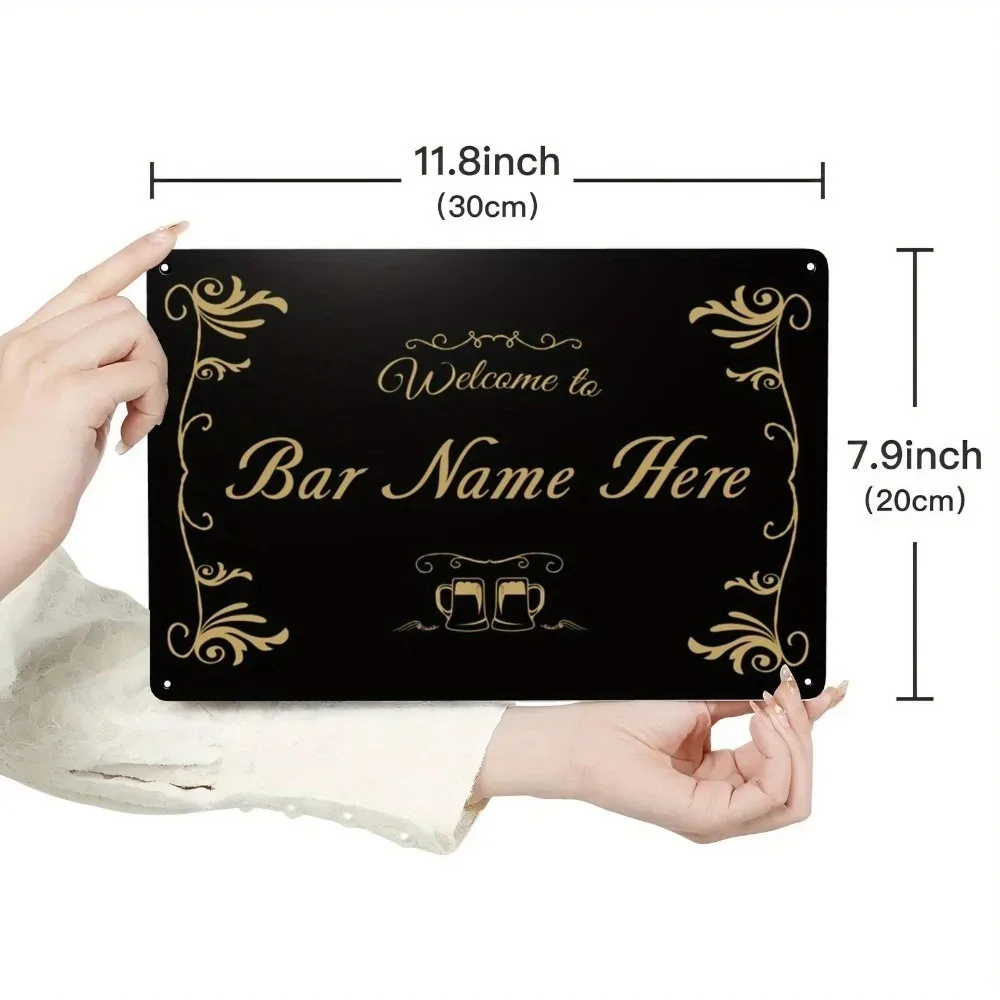 Personalized Gold Laurel Beer Tag Aluminum Metal Sign, Custom Man Cave Bar Wall Art Durable Gift 8x12 Inch