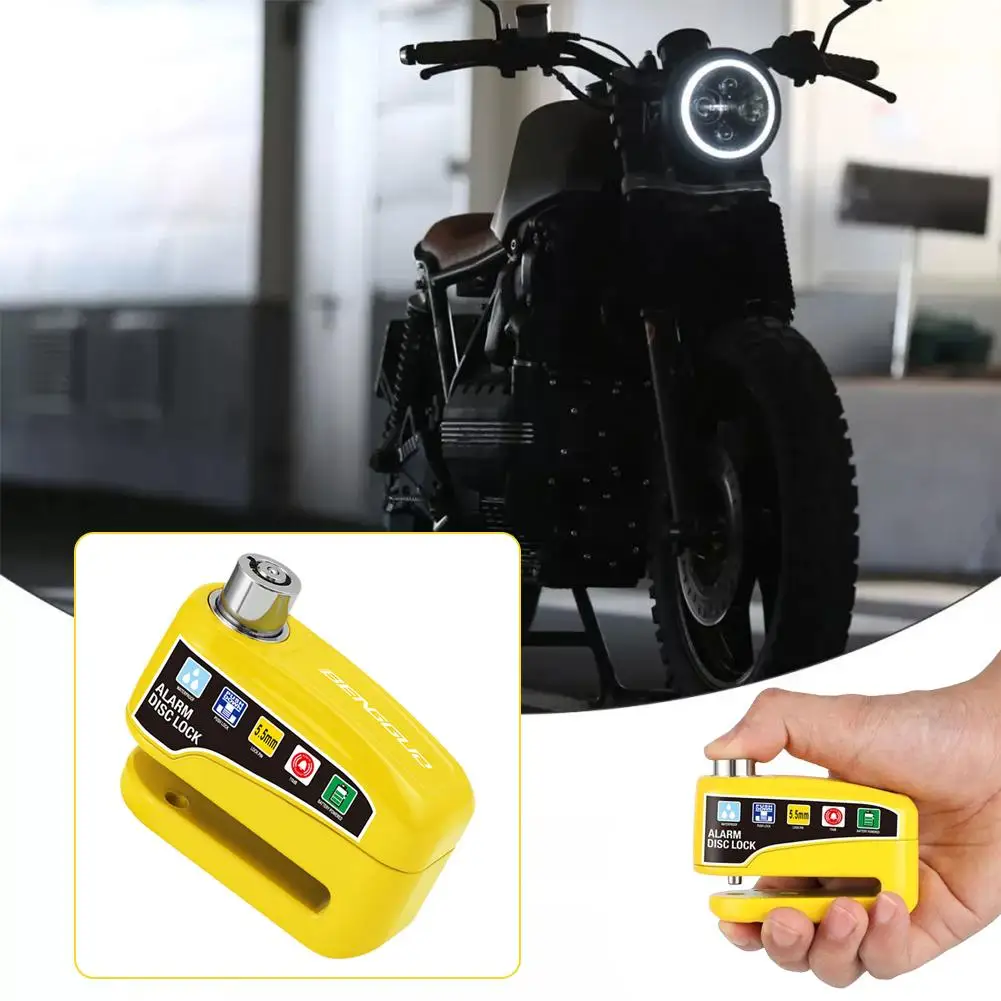 Bloqueio de bicicleta da motocicleta alarme proteção cadeado à prova dwaterproof água brakelock chaves anti-roubo scooter freio com disco de segurança da roda w7t1