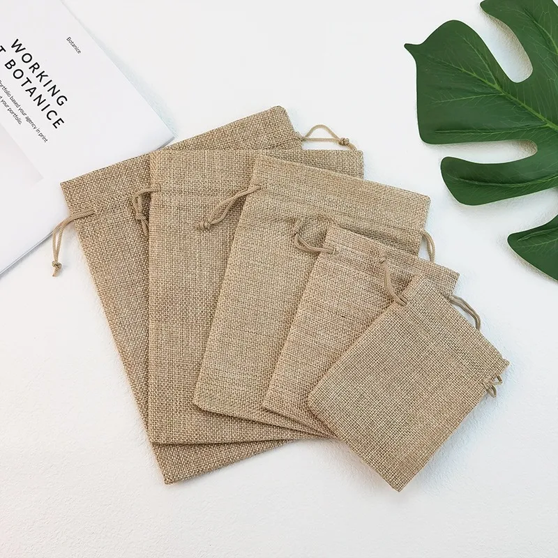 1pc Vintage Imitation Linen Drawstring Bag Gift Packaging Pouch Jewelry Storage Scented Fragrance Sachet Party Favor Bag
