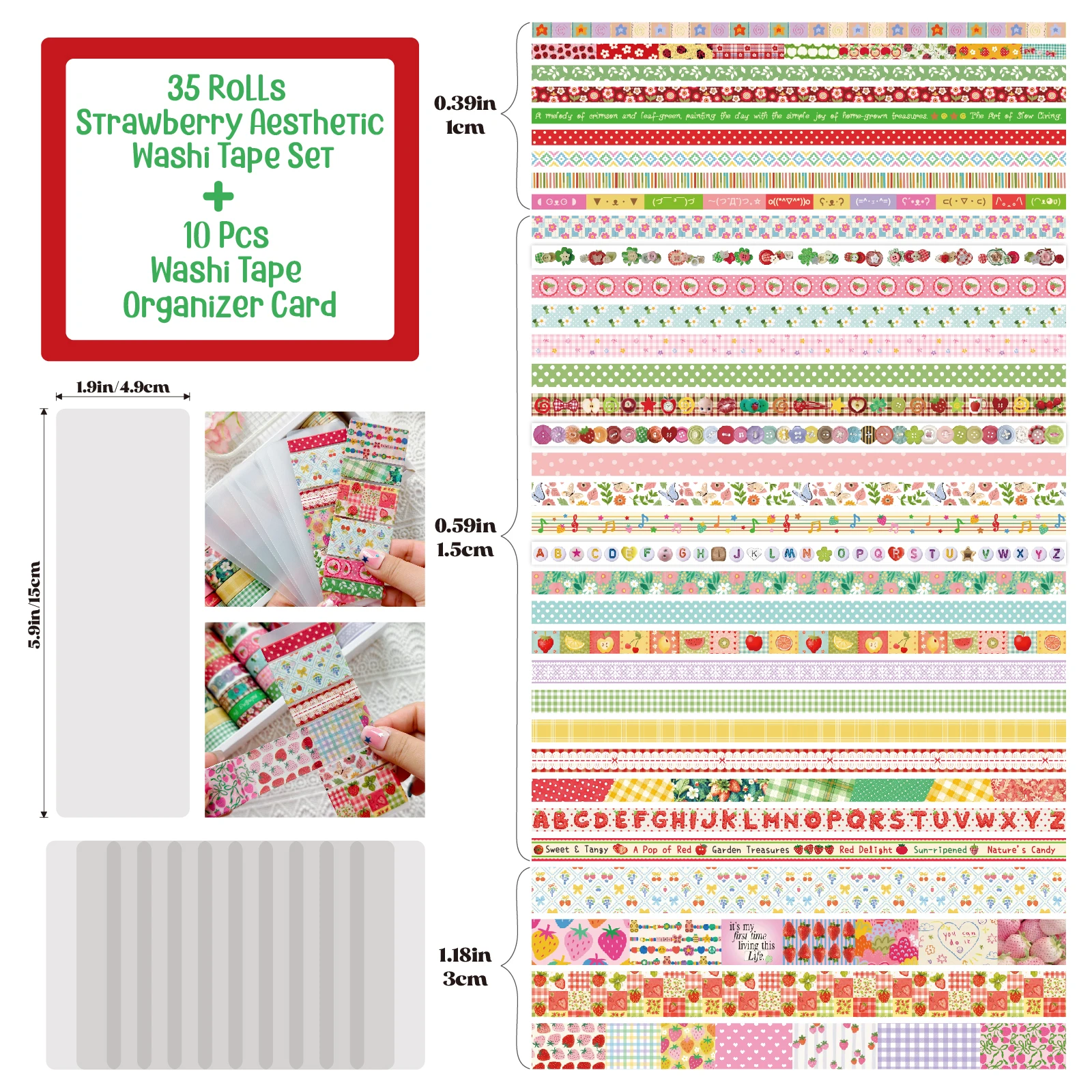 Random Cover 35 Rolls Aesthetics Washi Tape, Strawberry Series Decorative Tape for Scrapbook Junk Journal Planners DIY Art Craft view 6