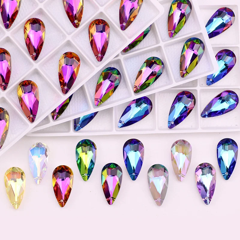 24MM Glass Drop Beads 6/12 Single Hole Charm Crystal Teardrop Pendant Jewelry Making Necklace Earrings Handmade