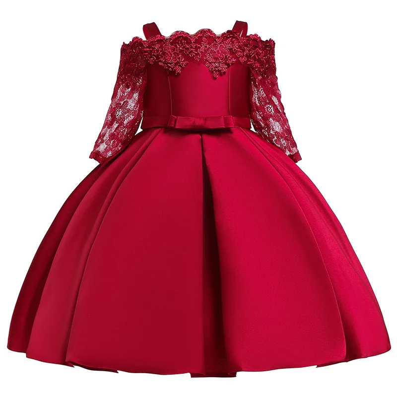 Green Christmas Dress For Girls Children Costume Elegant Kids Princess Party Dresses Lace Half Sleeve Girl Wedding Prom Gown