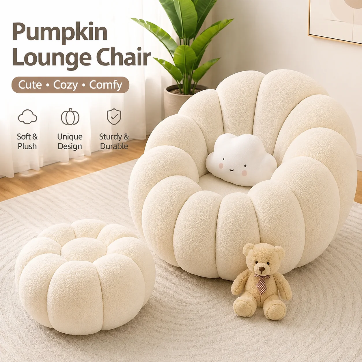 Lazy Pumpkin Sofa Nordic-Style Single Sofa Chair Particle Filling Soft Comfortable Home Living Room Balcony Bedroom Sofa Set