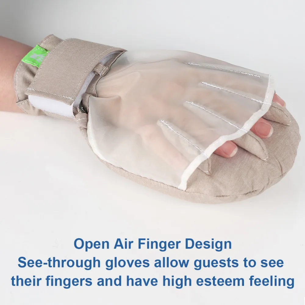 Ehucon Dementia Restraint Gloves - 2 pcs, Finger Secure Control Mitts Safety Hand Glove, Anti Scratch For Ederly/Patients